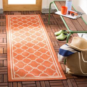 SAFAVIEH Courtyard Collection 8′ x 11′ Navy/Beige CY6918 Trellis Indoor/ Outdoor Splashproof Easy Scrubbing Patio Backyard Mudroom Area Rug(Terracotta/Bone)