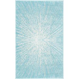 SAFAVIEH Evoke Collection 5’1″ x 7’6″ Fuchsia/Cream EVK228R Abstract Burst Non-Shedding Living Room Bedroom Area Rug(Aqua/Ivory)
