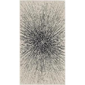SAFAVIEH Evoke Collection 5’1″ x 7’6″ Fuchsia/Cream EVK228R Abstract Burst Non-Shedding Living Room Bedroom Area Rug(Black/Ivory)