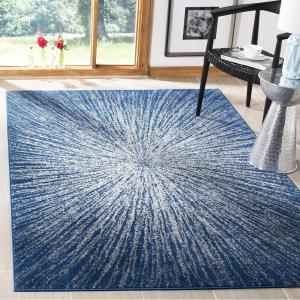 SAFAVIEH Evoke Collection 5’1″ x 7’6″ Fuchsia/Cream EVK228R Abstract Burst Non-Shedding Living Room Bedroom Area Rug(Navy/Ivory)