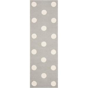 SAFAVIEH Kids Collection Area Rug – 5′ x 7′, Ivory & Black, Handmade Polka Dot Wool, Ideal for High Traffic Areas in Living Room, Bedroom (SFK904D)(Grey/Ivory)