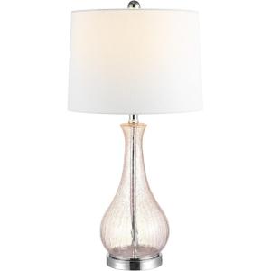 SAFAVIEH Lighting Collection – Finnley Modern Amber Crackle Glass 28-Inch Table Lamp, LED Bulb Included, Bedroom Living Room Home Office Nightstand Desk (TBL4206B)(Blush)