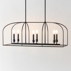 SAFAVIEH Lighting Collection Bryndan Black 6-Light Adjustable Chandelier Linear Light Fixture, Ideal for Dining Room, Kitchen Island, Foyer, Entryway (LED Bulbs Included)