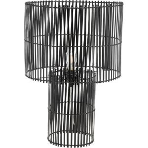 SAFAVIEH Lighting Collection Elara Rattan Natural 25-inch Table Lamp (LED Bulb Included)(Black)