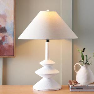 SAFAVIEH Lighting Collection Modern Jessy White 25-inch Table Lamp for Bedroom, Living Room, Home Office, Desk, Nightstand (LED Bulb Included)