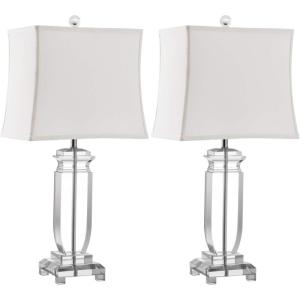 SAFAVIEH Lighting Collection Olympia Crystal 24-inch Bedroom Living Room Home Office Desk Nightstand Table Lamp Set of 2 (LED Bulbs Included)