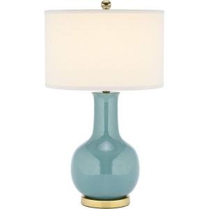 SAFAVIEH Lighting Collection Paris Modern Royal Blue Ceramic 28-inch Bedroom Living Room Home Office Desk Nightstand Table Lamp (LED Bulb Included)(Light Blue)