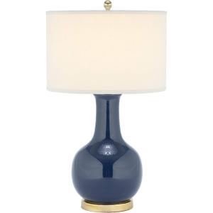 SAFAVIEH Lighting Collection Paris Modern Royal Blue Ceramic 28-inch Bedroom Living Room Home Office Desk Nightstand Table Lamp (LED Bulb Included)(Navy)