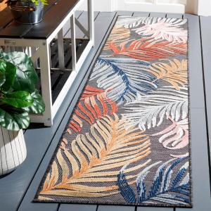 SAFAVIEH Washable Rug Outdoor Cabana Collection – 8′ x 10′, Black & Rust, Non-Shedding & Easy to Clean, Ideal for Patio, Backyard, Mudroom (CBN445H)(Black/Rust)
