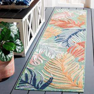 SAFAVIEH Washable Rug Outdoor Cabana Collection – 8′ x 10′, Black & Rust, Non-Shedding & Easy to Clean, Ideal for Patio, Backyard, Mudroom (CBN445H)(Green/Rust)