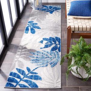 SAFAVIEH Washable Rug Outdoor Cabana Collection – 8′ x 10′, Cream & Red, Non-Shedding & Easy to Clean, Ideal for Patio, Backyard, Mudroom (CBN814A)(Grey/Blue)