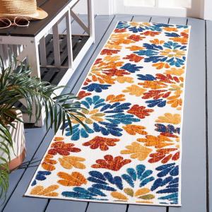 SAFAVIEH Washable Rug Outdoor Cabana Collection – 9′ x 12′, Grey & Blue, Non-Shedding & Easy to Clean, Ideal for Patio, Backyard, Mudroom (CBN800F)(Creme/Red)
