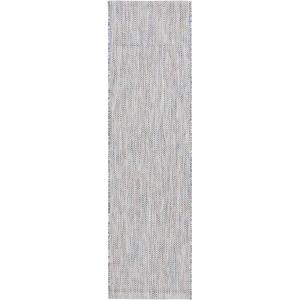 SAFAVIEH Washable Rug Outdoor Courtyard Collection – 10′ Square, Black & Beige, Non-Shedding & Easy Cleaning, Ideal for Patio, Backyard, Mudroom (CY8022-36621)(Ivory Blue/Beige)
