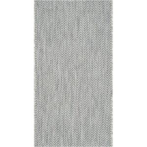 SAFAVIEH Washable Rug Outdoor Courtyard Collection – 10′ Square, Black & Beige, Non-Shedding & Easy Cleaning, Ideal for Patio, Backyard, Mudroom (CY8022-36621)(Grey/Navy)