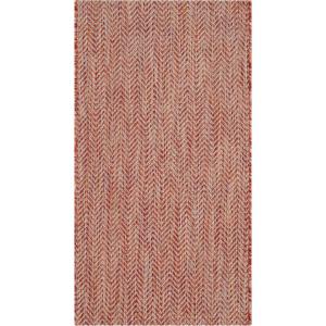 SAFAVIEH Washable Rug Outdoor Courtyard Collection – 10′ Square, Black & Beige, Non-Shedding & Easy Cleaning, Ideal for Patio, Backyard, Mudroom (CY8022-36621)(Red/Beige)
