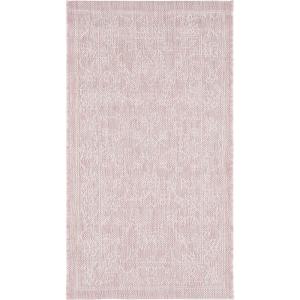 SAFAVIEH Washable Rug Outdoor Courtyard Collection – 9′ x 12′, Aqua Blue & Grey, Non-Shedding & Easy Cleaning, Ideal for Patio, Backyard, Mudroom (CY8680-37121)(Soft Pink/Ivory)