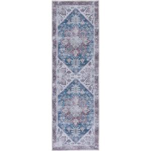 SAFAVIEH Washable Rug Tucson Collection – 6′ x 9′, Dark Sage & Ivory, Slip Resistant & Easy to Clean, Ideal for Living Room, Bedroom, Dining Space (TSN102F)(Navy/Red)