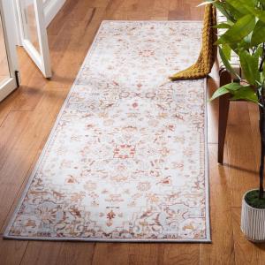 SAFAVIEH Washable Rug Tucson Collection – 8′ x 10′, Beige & Grey, Slip Resistant & Easy to Clean, Ideal for Living Room, Bedroom, Dining Space (TSN103B)(Beige/Grey)