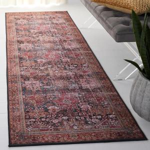 SAFAVIEH Washable Rug Tucson Collection – 8′ x 10′, Rust & Green, Slip Resistant & Easy to Clean, Ideal for Living Room, Bedroom, Dining Space (TSN114P)(Rust/Green)