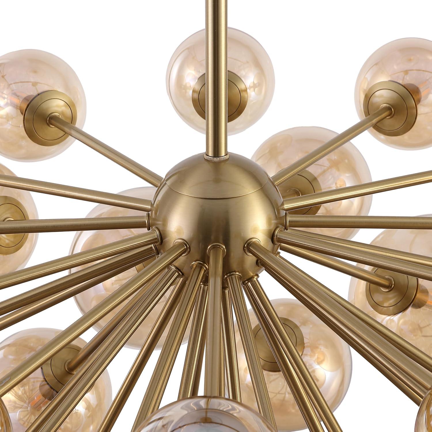 image:imageSAFAVIEH Couture Lighting Collection Raphaela Retro GoldWhite Glass Globe Adjustable Chandelier LED Bulbs Included