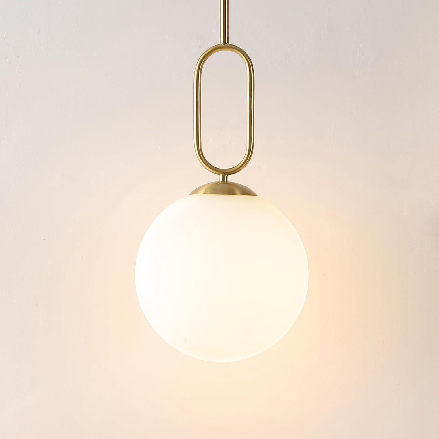 image:imageSAFAVIEH Lighting Collection Danva Brass Adjustable Pendant Hanging Light Fixture Ideal for Dining Room Kitchen Island Entryway LED Bulb Included