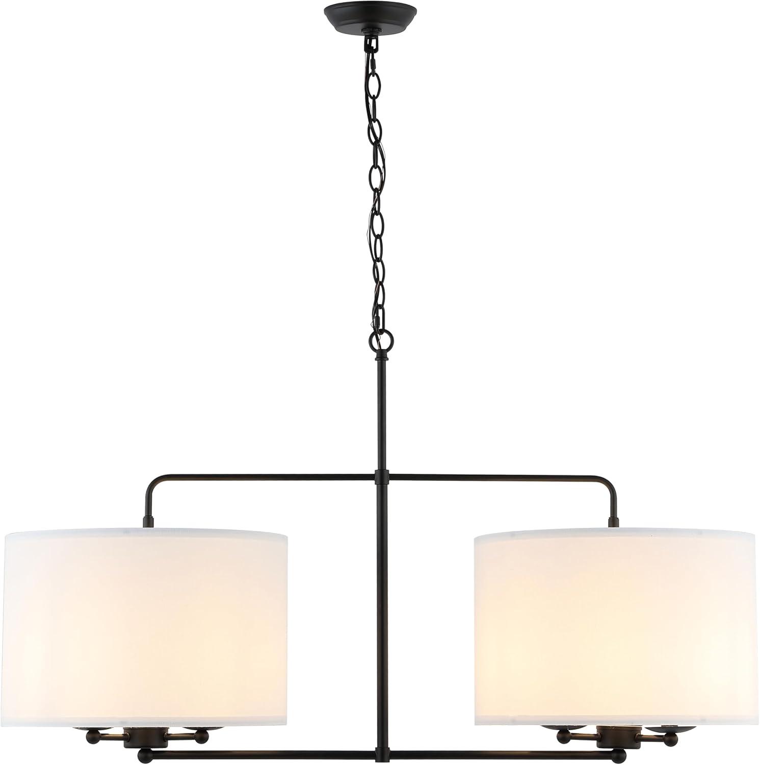 image:imageSAFAVIEH Lighting Collection Devney BlackWhite 6Light Hanging Adjustable Chandelier Light Fixture LED Bulbs Included