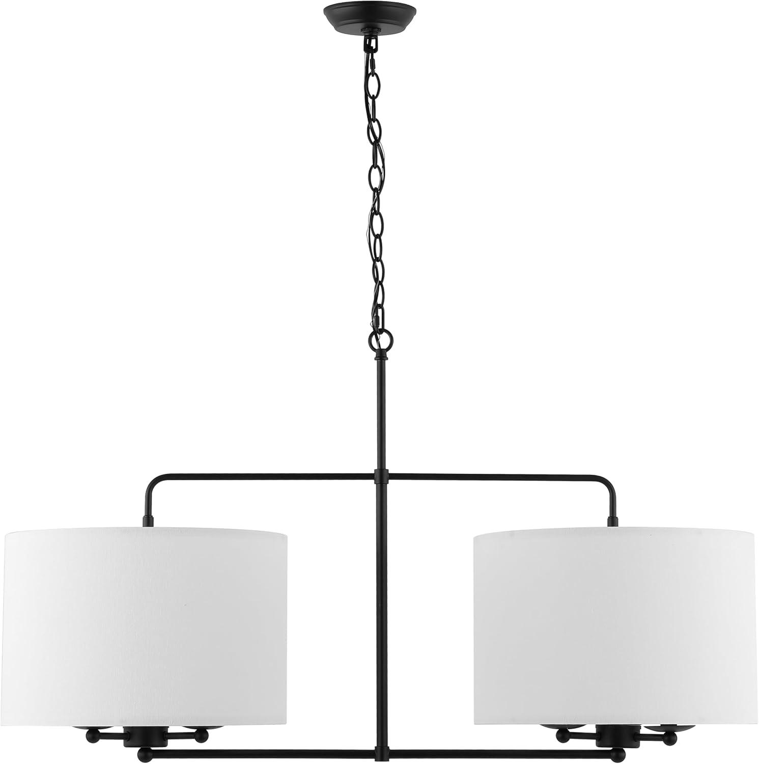 image:imageSAFAVIEH Lighting Collection Devney BlackWhite 6Light Hanging Adjustable Chandelier Light Fixture LED Bulbs Included