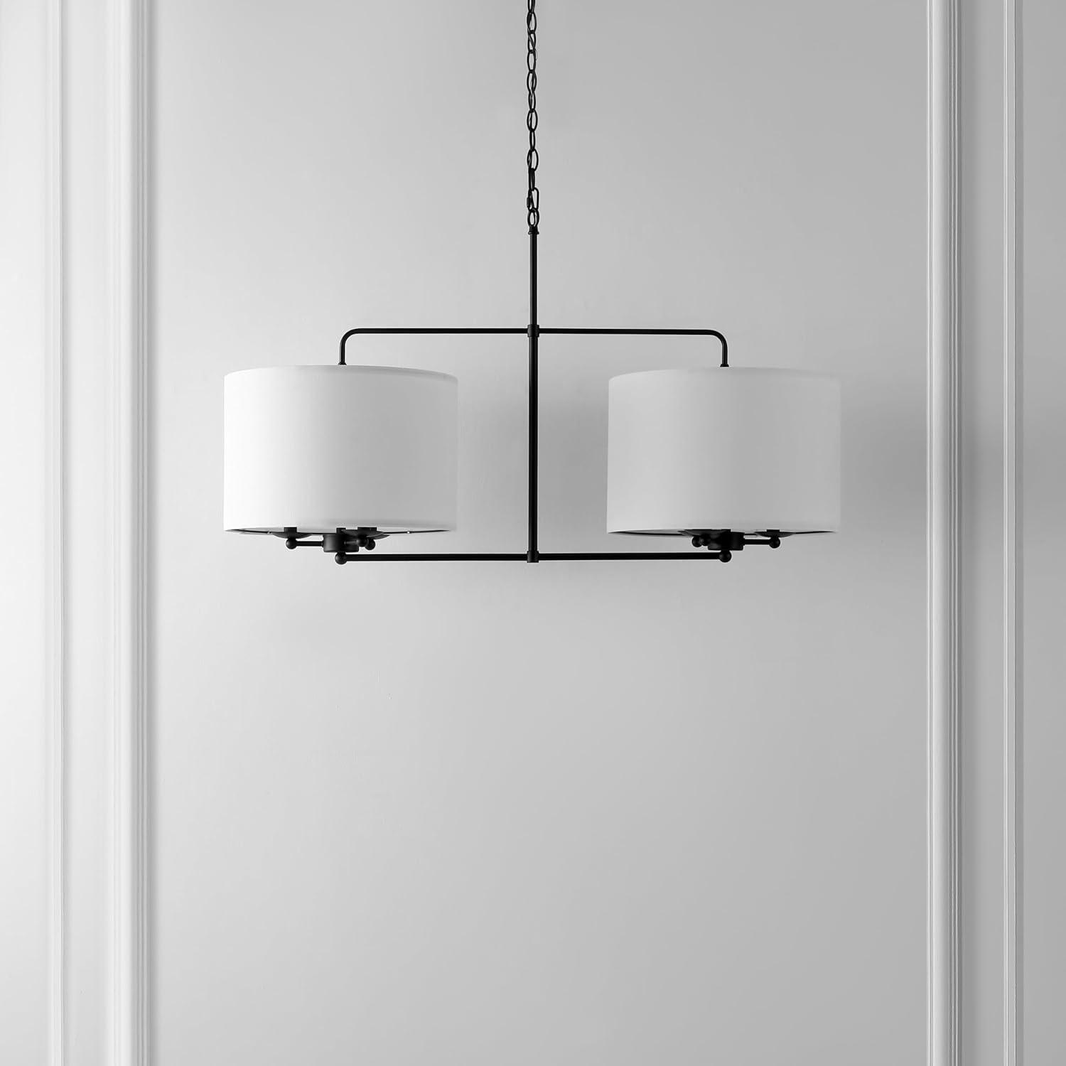 image:imageSAFAVIEH Lighting Collection Devney BlackWhite 6Light Hanging Adjustable Chandelier Light Fixture LED Bulbs Included