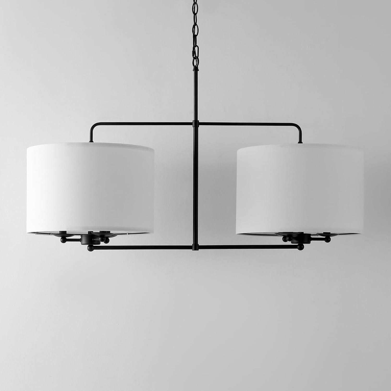 image:imageSAFAVIEH Lighting Collection Devney BlackWhite 6Light Hanging Adjustable Chandelier Light Fixture LED Bulbs Included