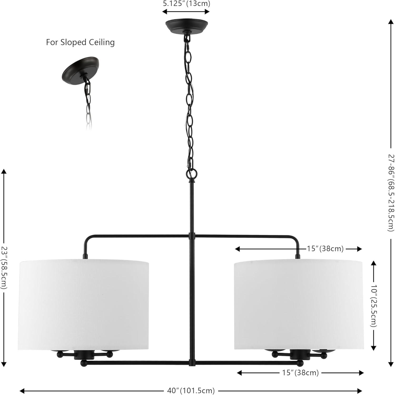 image:imageSAFAVIEH Lighting Collection Devney BlackWhite 6Light Hanging Adjustable Chandelier Light Fixture LED Bulbs Included