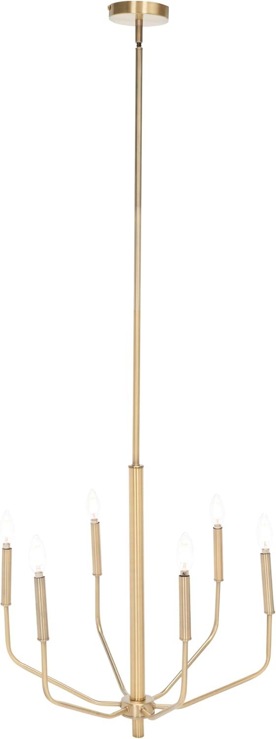 image:imageSAFAVIEH Lighting Collection Eirene Antique Brass 6Light Candelabra Hanging Chandelier Light Fixture LED Bulbs Included
