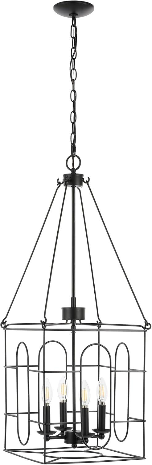 image:imageSAFAVIEH Lighting Collection Flatbush Black 4Light Hanging Adjustable Chandelier Light Fixture LED Bulbs Included