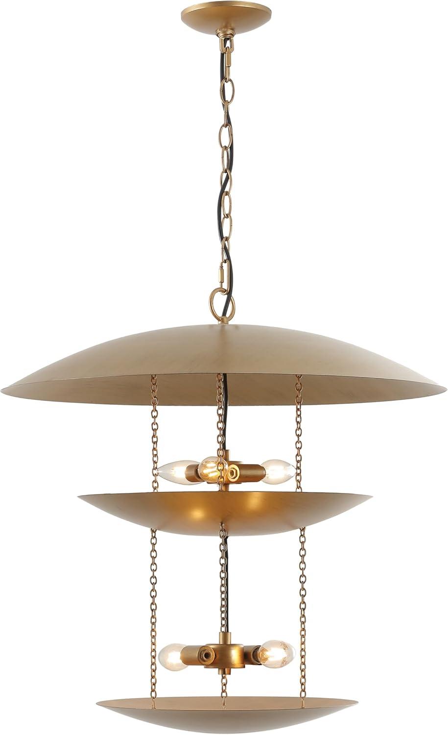 image:imageSAFAVIEH Lighting Collection Jules 5Light Antique Gold Metal Adjustable Pendant Hanging Light Fixture LED Bulb IncludedAntique Gold