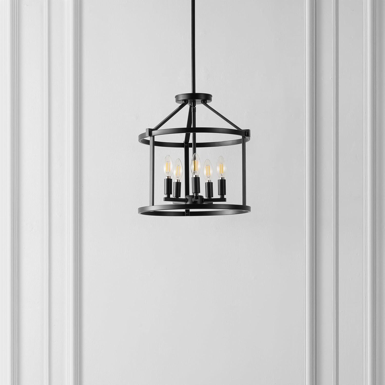 image:imageSAFAVIEH Lighting Collection Navassa Black 5Light Adjustable Pendant Chandelier Hanging Light Fixture Ideal for Dining Room Kitchen Island Entryway LED Bulbs Included