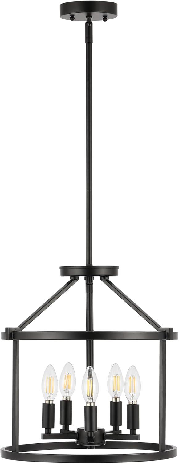 image:imageSAFAVIEH Lighting Collection Navassa Black 5Light Adjustable Pendant Chandelier Hanging Light Fixture Ideal for Dining Room Kitchen Island Entryway LED Bulbs Included