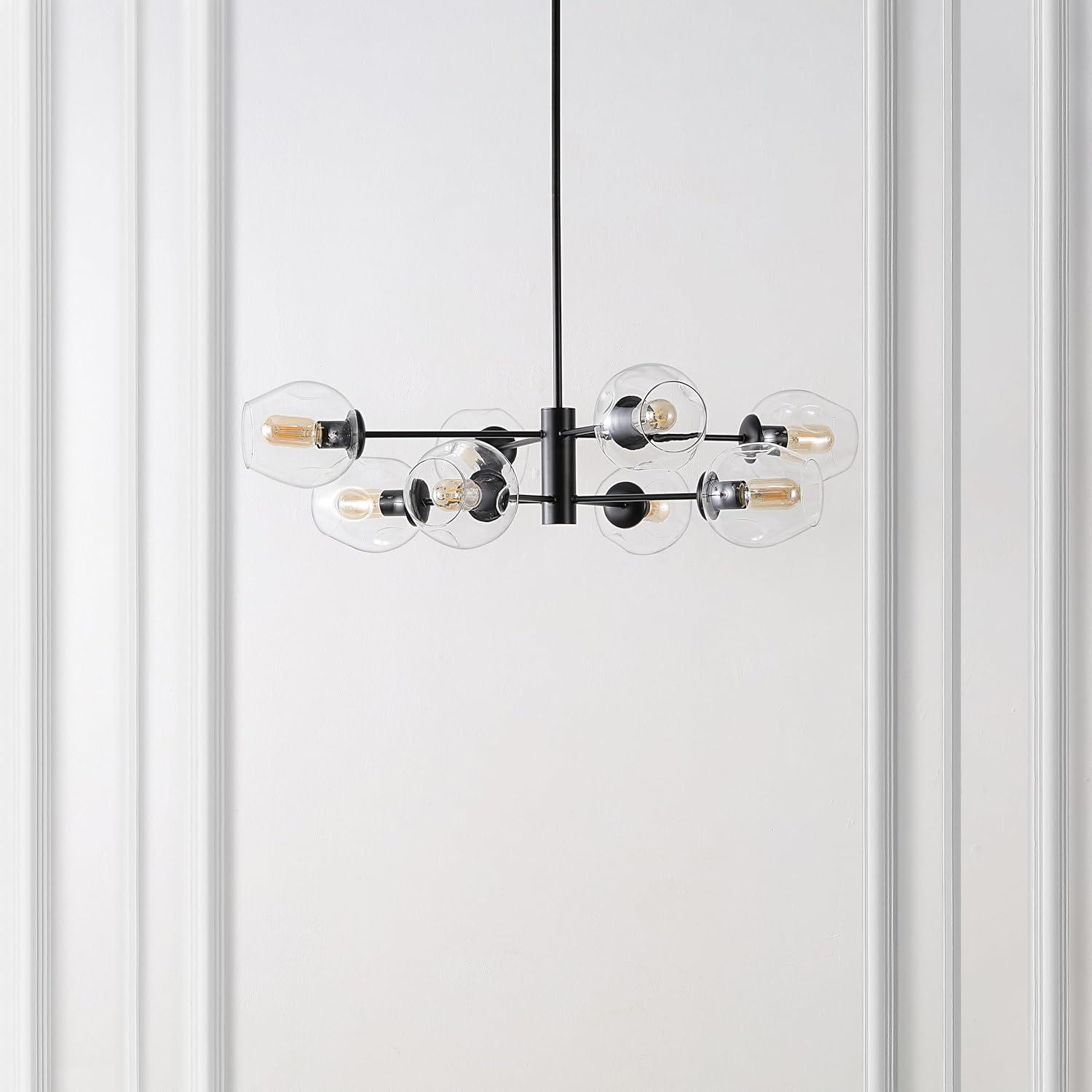 image:imageSAFAVIEH Lighting Collection Pythea BlackClear 8Light Hanging Adjustable Chandelier Light Fixture LED Bulbs Included