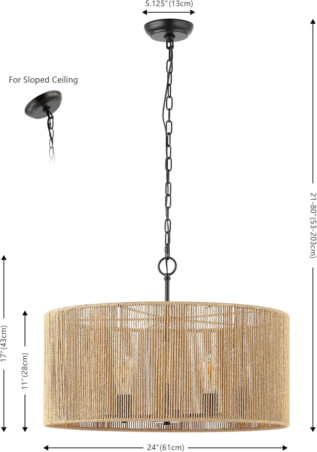 image:imageSAFAVIEH Lighting Collection Rylumi NaturalBlack 5Light Adjustable Pendant Chandelier Hanging Light Fixture Ideal for Dining Room Kitchen Island Entryway LED Bulbs Included