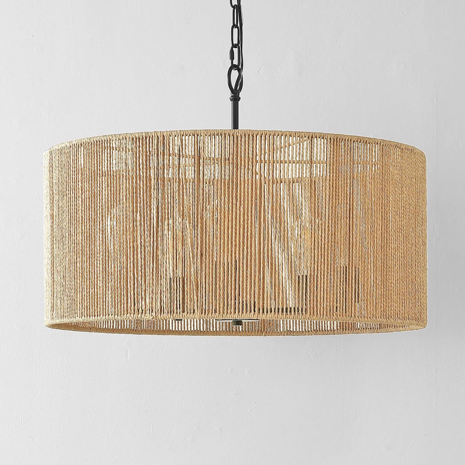 image:imageSAFAVIEH Lighting Collection Rylumi NaturalBlack 5Light Adjustable Pendant Chandelier Hanging Light Fixture Ideal for Dining Room Kitchen Island Entryway LED Bulbs Included