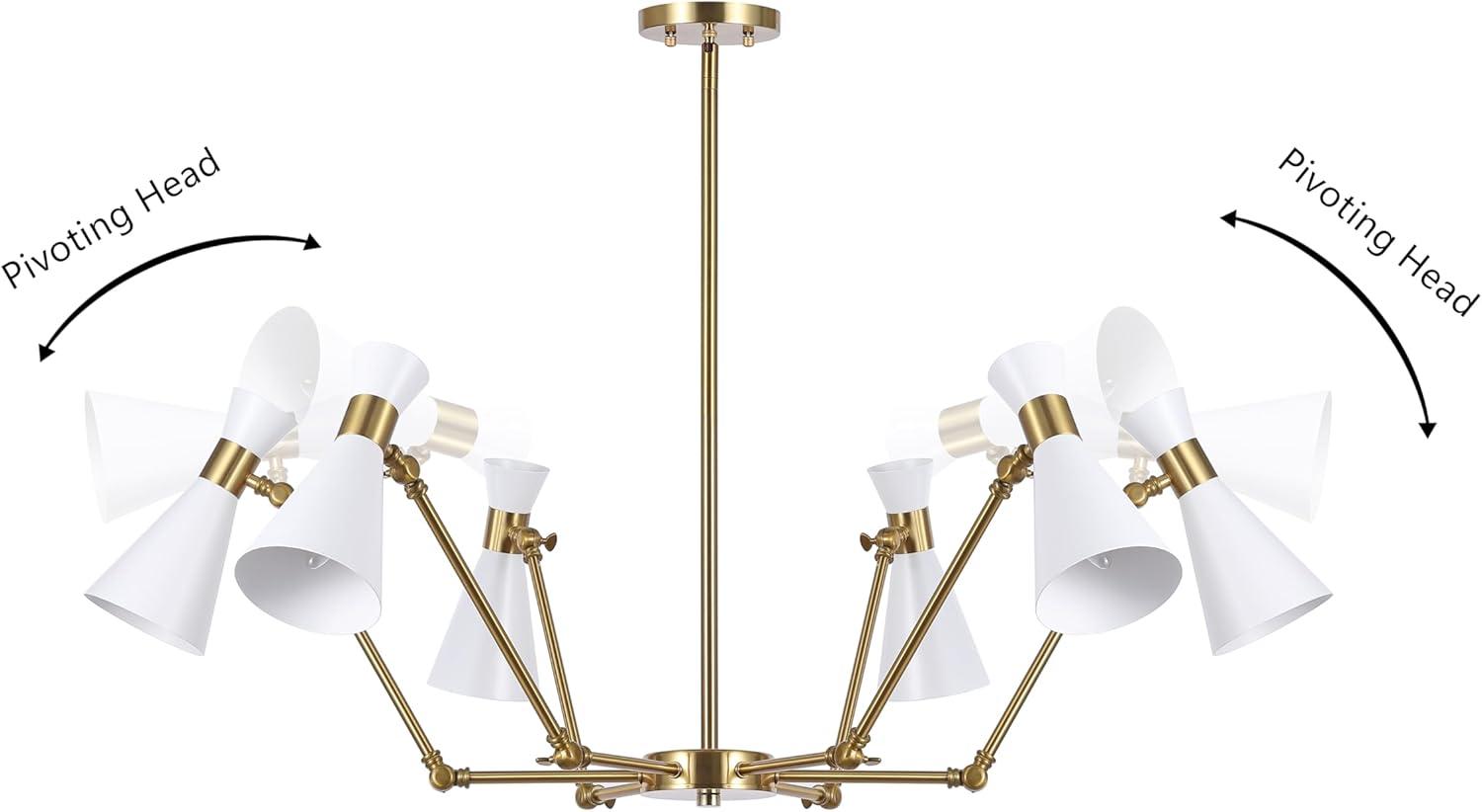 image:imageSAFAVIEH Lighting Collection Shiraz BrassWhite 6Light Hanging Adjustable Chandelier Light Fixture LED Bulbs Included