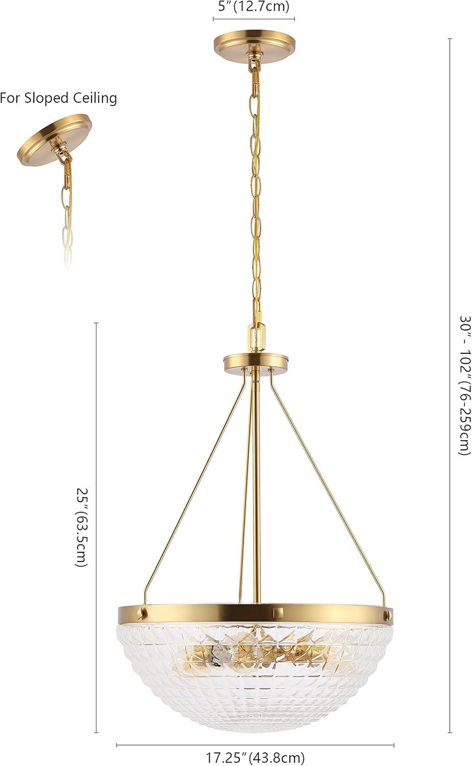 image:imageSAFAVIEH Lighting Collection Thorin Art Deco Brass Gold 3Light 17inch Pendant Chandelier