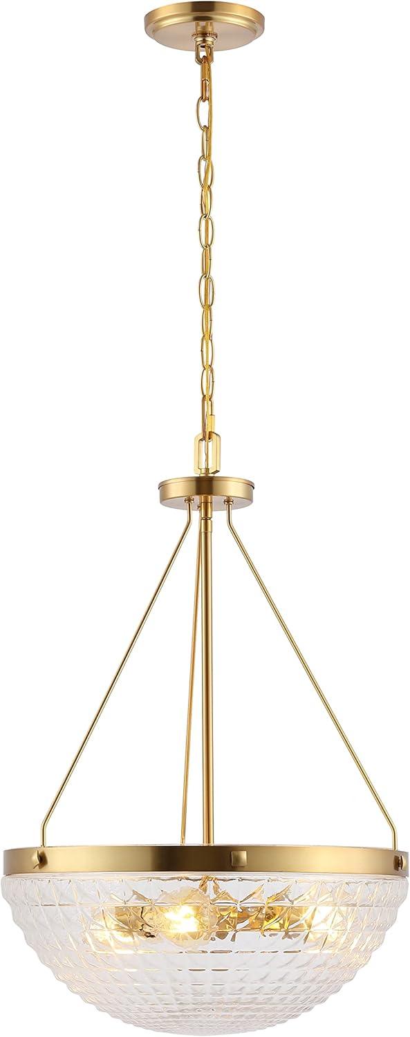 image:imageSAFAVIEH Lighting Collection Thorin Art Deco Brass Gold 3Light 17inch Pendant Chandelier