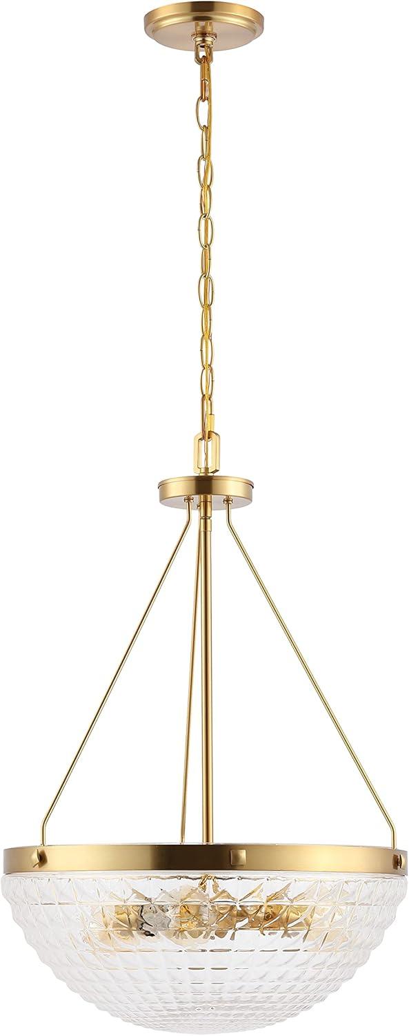 image:imageSAFAVIEH Lighting Collection Thorin Art Deco Brass Gold 3Light 17inch Pendant Chandelier