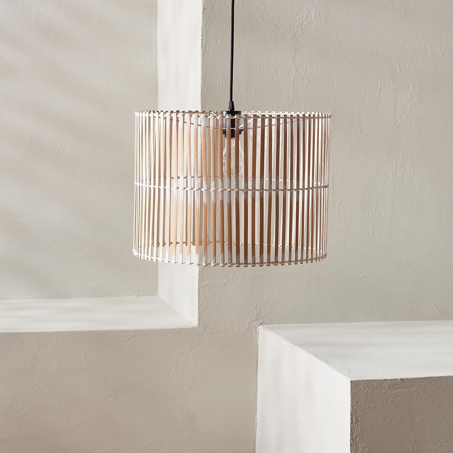 image:imageSAFAVIEH Lighting Collection Valley White Washed Adjustable Pendant Hanging Light Fixture Ideal for Dining Room Kitchen Island Entryway LED Bulb IncludedWhite Washed