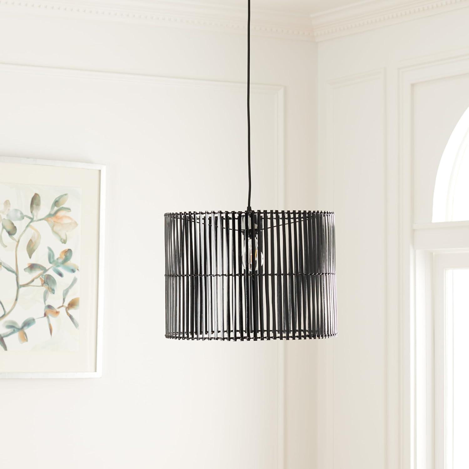 image:imageSAFAVIEH Lighting Collection Valley White Washed Adjustable Pendant Hanging Light Fixture Ideal for Dining Room Kitchen Island Entryway LED Bulb IncludedBlack