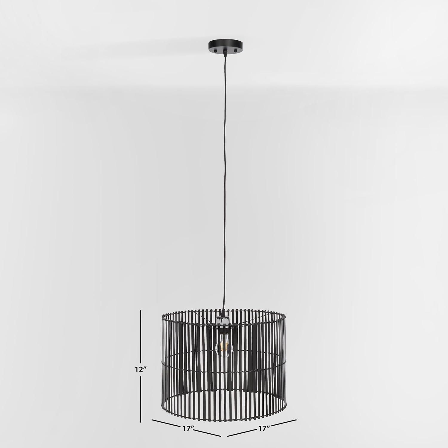 image:imageSAFAVIEH Lighting Collection Valley White Washed Adjustable Pendant Hanging Light Fixture Ideal for Dining Room Kitchen Island Entryway LED Bulb IncludedBlack