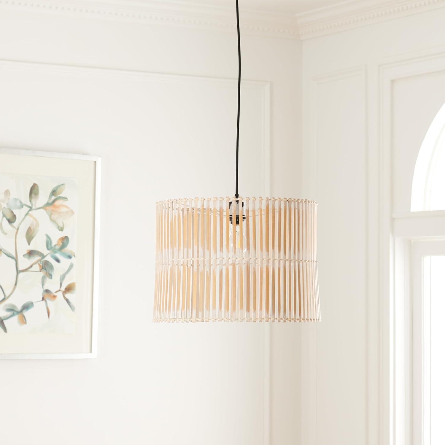 image:imageSAFAVIEH Lighting Collection Valley White Washed Adjustable Pendant Hanging Light Fixture Ideal for Dining Room Kitchen Island Entryway LED Bulb IncludedWhite Washed