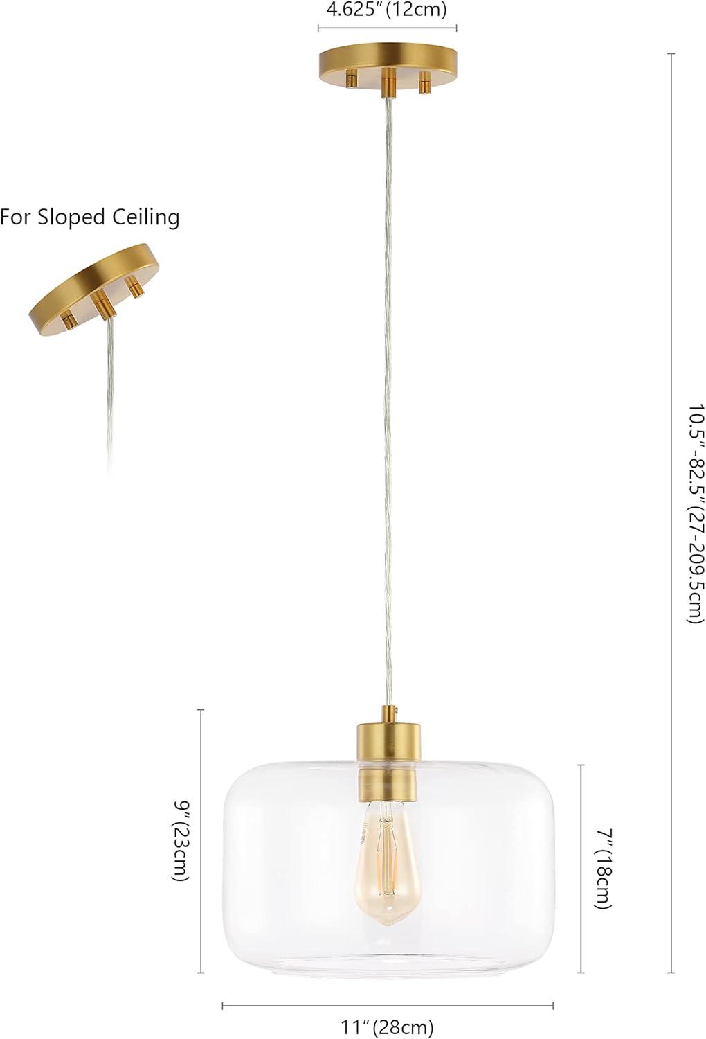 image:imageSAFAVIEH Lighting Collection Warden Contemporary GoldClear 11inch Pendant