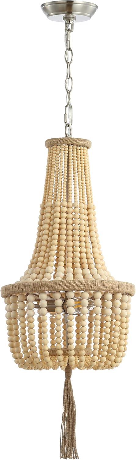 image:imageSAFAVIEH PND4082A Wynne Bohemian Adjustable Brown Beaded Tassel 2Light LED Bulbs Included Pendant