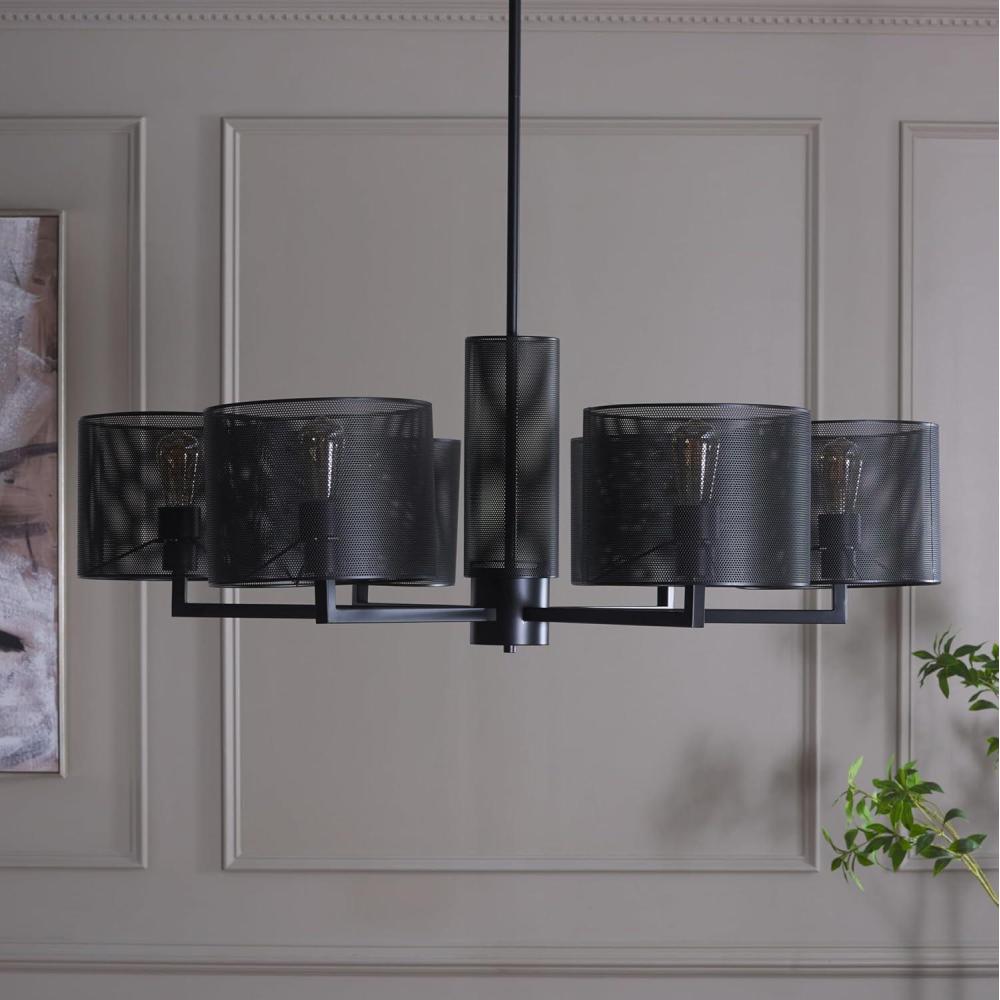 image:imageSAFAVIEH Couture Lighting Collection Zachaeus Industrial Gold Metal Mesh 6Light Hanging Adjustable Chandelier Light Fixture LED Bulbs IncludedBlack