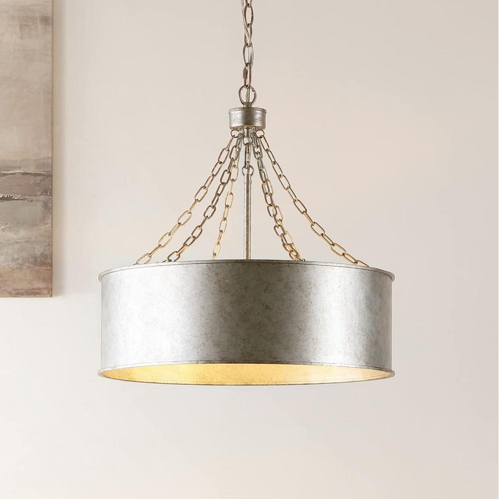 image:imageSAFAVIEH Lighting Collection Adison Farmhouse Industrial Antique Silver Chandelier
